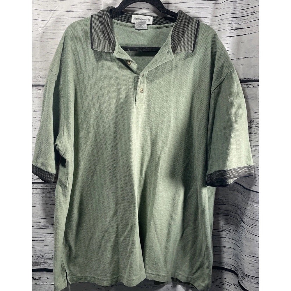 Munsingwear Penguin Mens Polo Shirt‎ Green Black Vintage 90s Size 3XL B1 Cotton